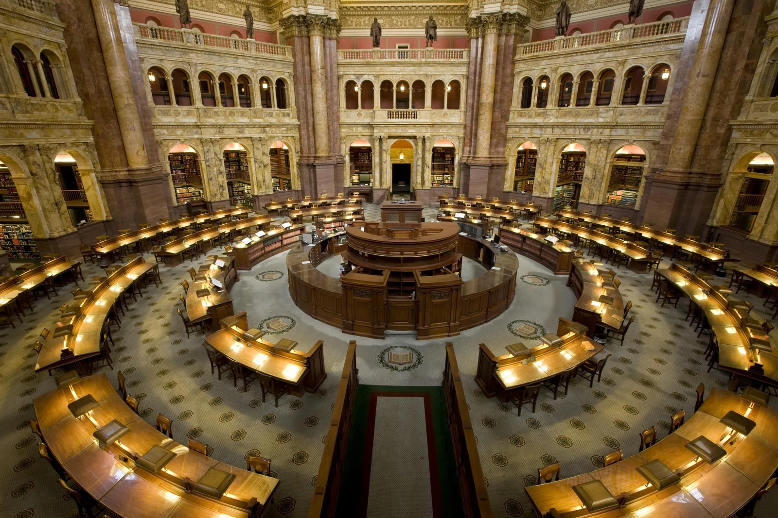 The Main Reading Room of the Library of Congress, seen from the gallery above